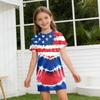 Girls Independence Day Print Casual Dress Kids Loose Round Neck Short Sleeve Thin Sundress