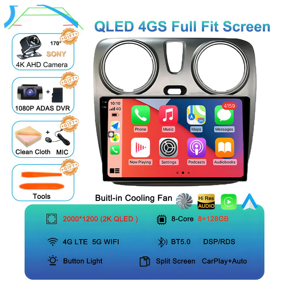 Android 14 Carplay Auto WIFI+4G For Renault Lodgy Dacia Dokker 2012-2020 Video Player Car Radio Multimedia Navigation GPS Stereo