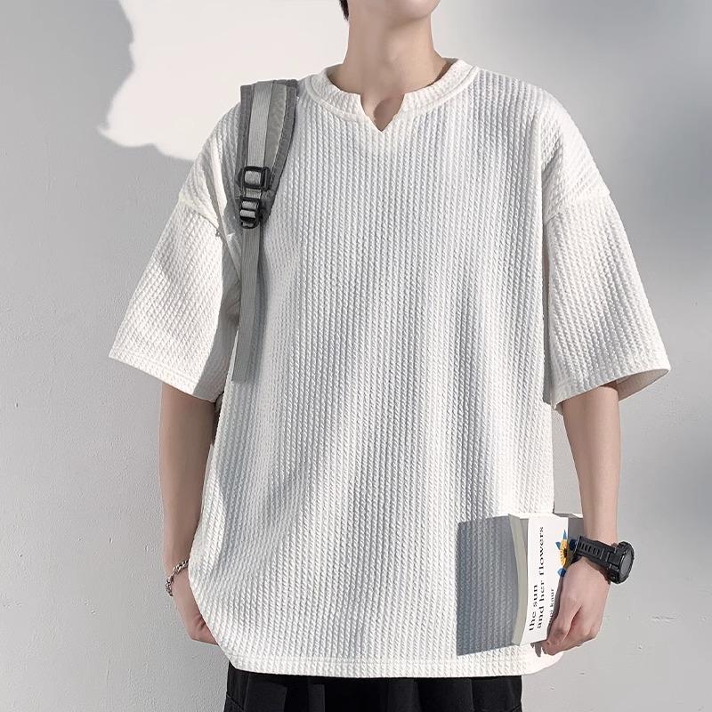 

Футболка Ice Silk Cool с V-образным вырезом и короткими рукавами, мужская летняя новая свободная повседневная футболка с короткими рукавами XXXXL белый