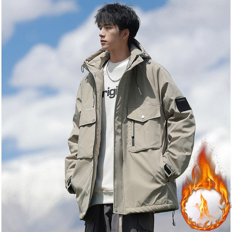 Work Jacket Men's New Spring and Autumn Trendy Handsome Versatile Loose Ins Hong Kong Style Large Size Hooded Jacket