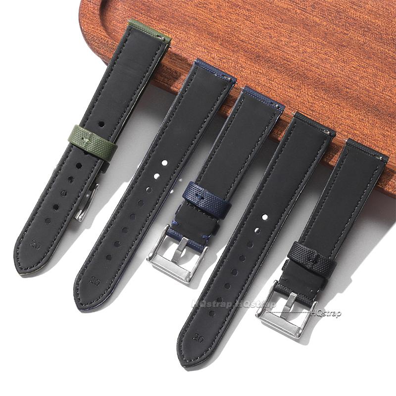 Sailcloth Nylon Leather Watchbands Quick Release Bracelet Replace Wristwatch Straps 20mm 22mm Accessories Men Women Watchband
