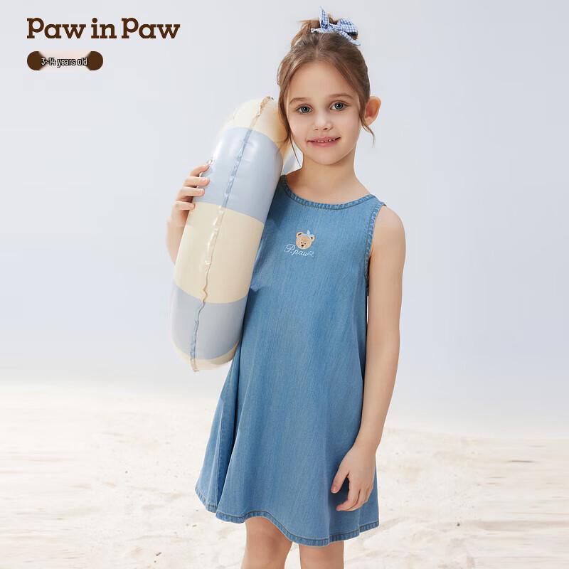 PawinPaw Girls  Cartoon Bear Sleeveless A-line Dress 140