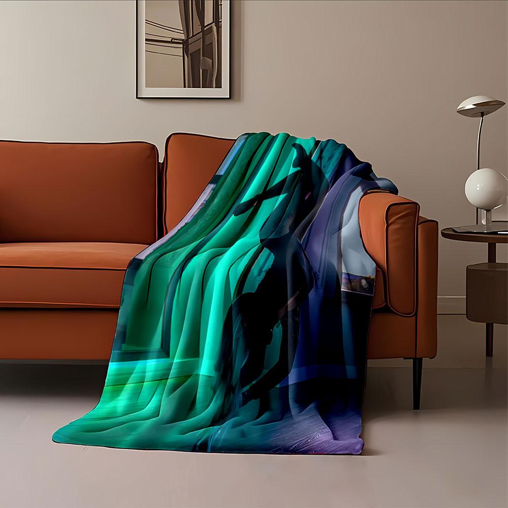 Yoga Pose with Teal Lights for all seasons blanket lunch break throw gift