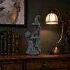 Halloween Tabletop Decoration - Black Witch Holding Book and Pumpkin Figurine for Holiday Decor