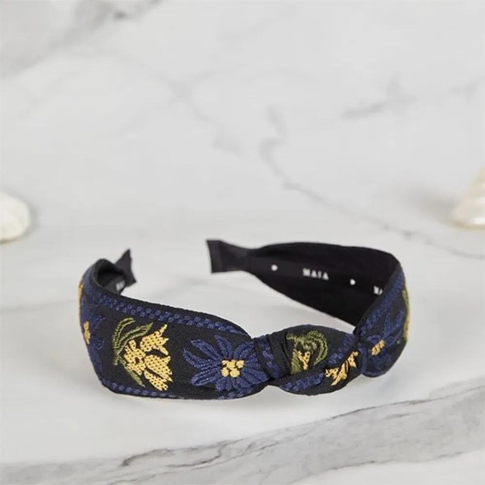 Lara Maia Flower Jacquard Hairband Knot Type Navy MAIAHB054 3306262