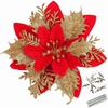 5/10Pcs Glitter 14CM Artifical Flowers With Clips Stems Christmas Decoration Xmas Tree Decor Happy New Year Navidad 2025 Decor