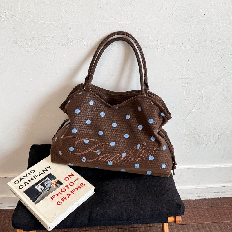 2026 Korean Fashion Polka Dot Large Capacity Ballet Style Tote & Shoulder Bag