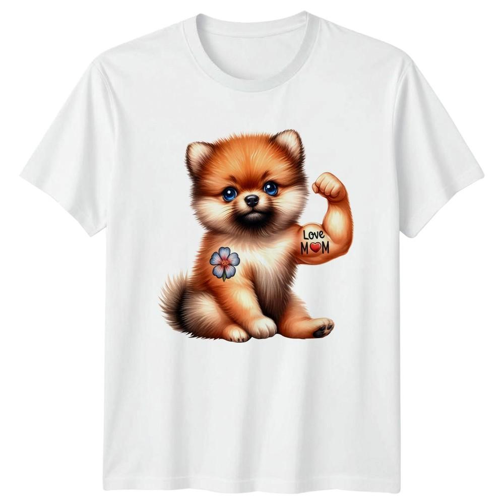 Love Mom Pomeranian Puppy Dog Mothers Day Unisexs TShirt Unisexs Graphic Tee S