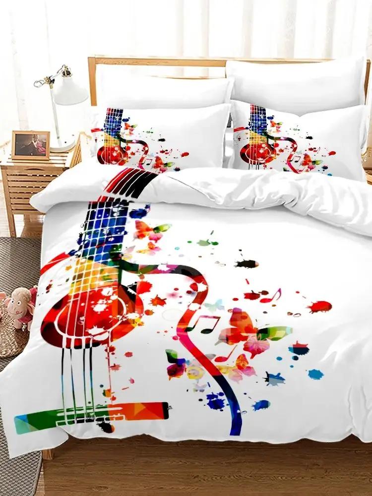 

Music Notes Bedding 3Piece Set Queen Sizes Comfortable EcoFriendly For Kids Teens Girls Of All Music Fan Lover Sleep In Melody EU Twin 135x200cm