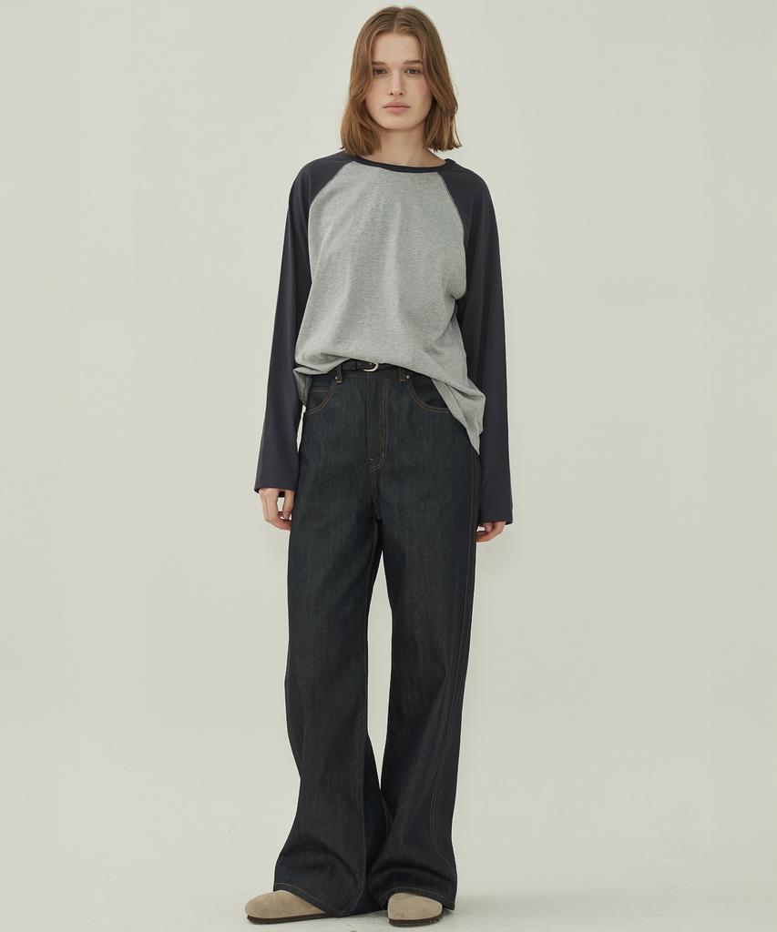 MOTT Raglan Stitch T-Shirt - Navy Gray