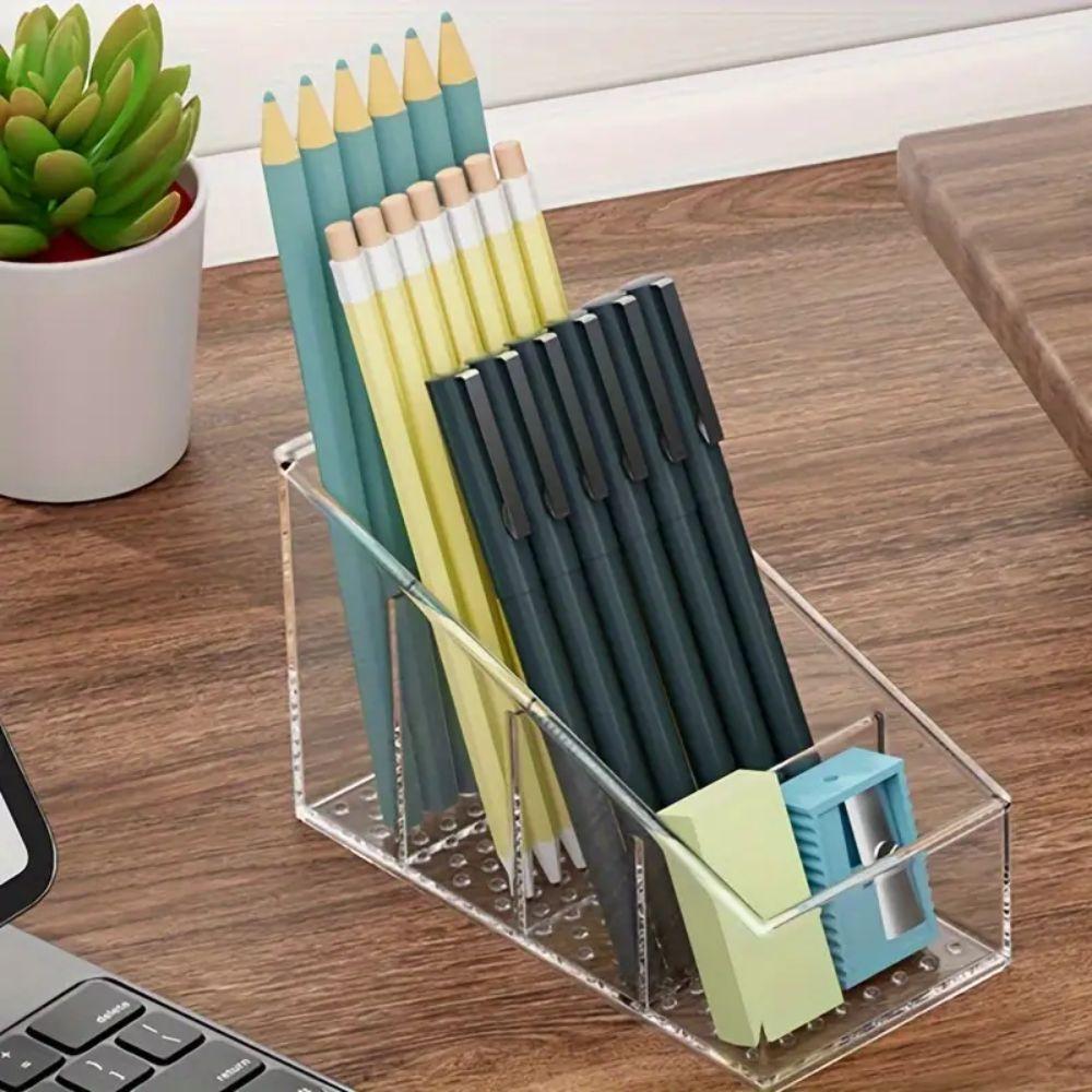 4přihrádkový úložný stojan na dálkové ovládání, průhledný a čirý stolní organizér na štětce na make-up