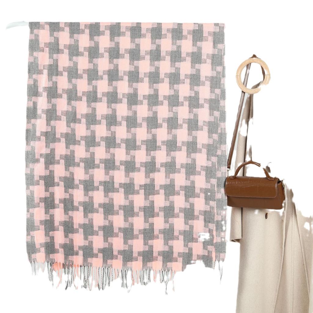 New Women's Retro Thousand Bird Grid Tassel Thickened Warm Scarf Japanese Korean Students Versatile Shawl