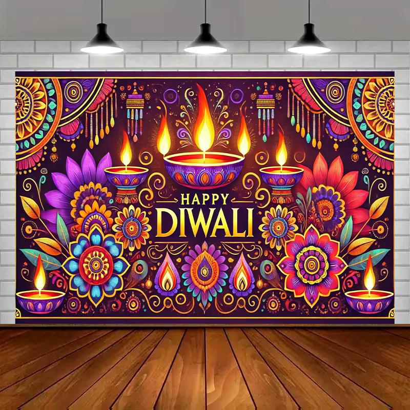 2D Diwali Festival Photo Backdrop Hindu Party Decor Cloth 47.2x31.5inch/120*80cm