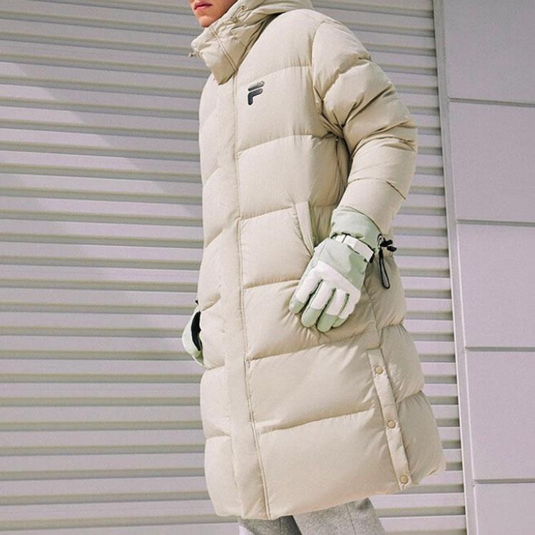 Fila Fusion Serie FOB Colore Solido Con Cappuccio e Zip Lungo Antivento Caldo Piumino Cappotti Unisex Grigio Scuro T11U343905F-DK