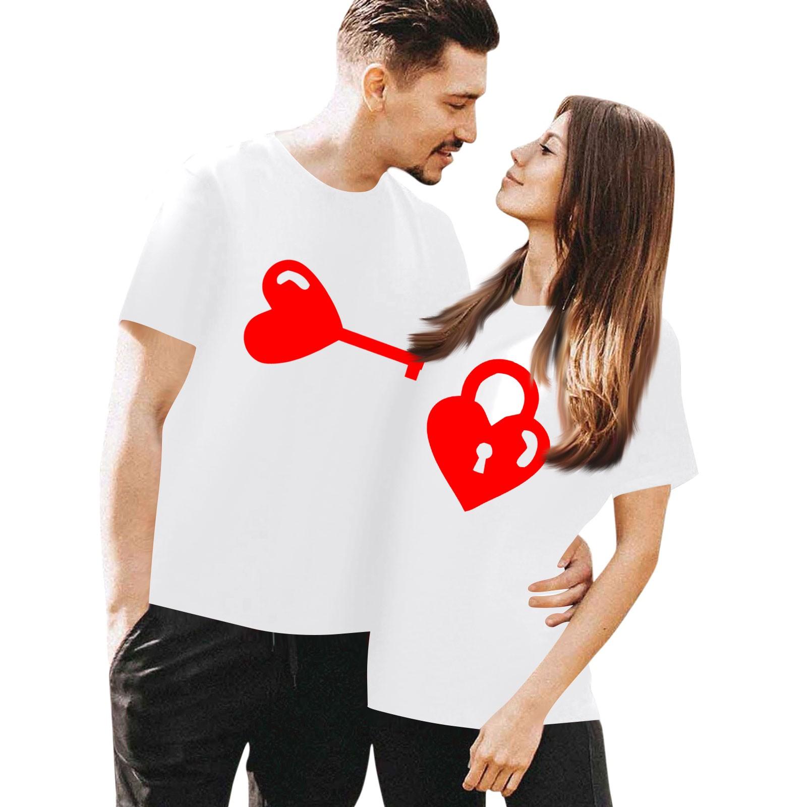 

Мужская повседневная футболка с круглым вырезом и коротким рукавом с принтом ко Дню святого Валентина XL белый