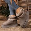 Fashion 2025 Best Seller Women's Boots Fashion Slip-on Casual Casual Belt Buckle Plus Velvet Keep Warm Plus Size Comfortable Snow Boots