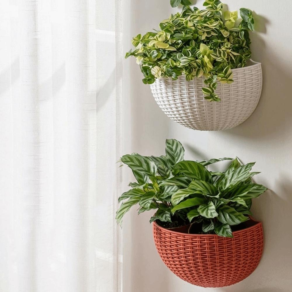 Plastic Rattan Weaving Hanging Flowerpot Wear-resistant Wall Flower Pot  Flower Shop