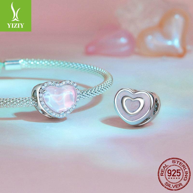 Valentine'S Day Pink Love Diy Bracelet Beaded, Gift For Girlfriend S925 Silver Bead Accessories
