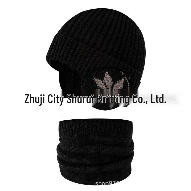 Children's Winter Snowflake Earmuffs and Scarf Set - Fleece-Lined, Thick Knit for Outdoor Cycling