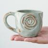 Ceramic Coffee Cup Handmade Rose Bamboo Leaf Embossed Pattern Mug 290ml Rustic Textured Mug Microwave Oven Safe Stackable Gift for Coffee Lovers