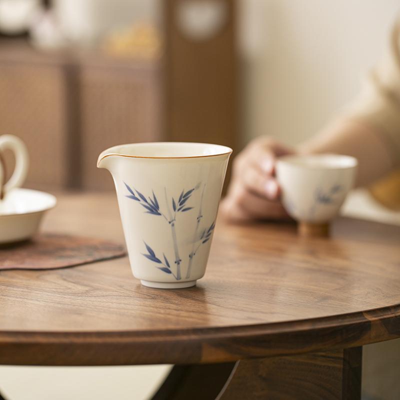 200ml Pure Hand-painted Bamboo  Persimmon Fair Cup Household Handmade Tea Pitcher Traditional Cha Hai Justice Cup for Tea Access
