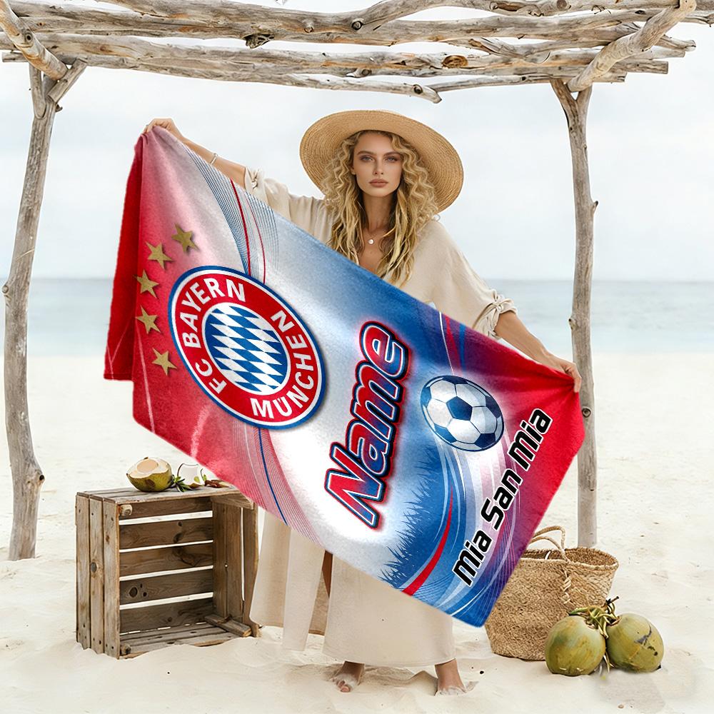 Bayern Munich Soccer Match Customize Your Name Beach Towel High Absorbency & Quick-Dry Perfect for Traveling Yoga Camping and Swimming