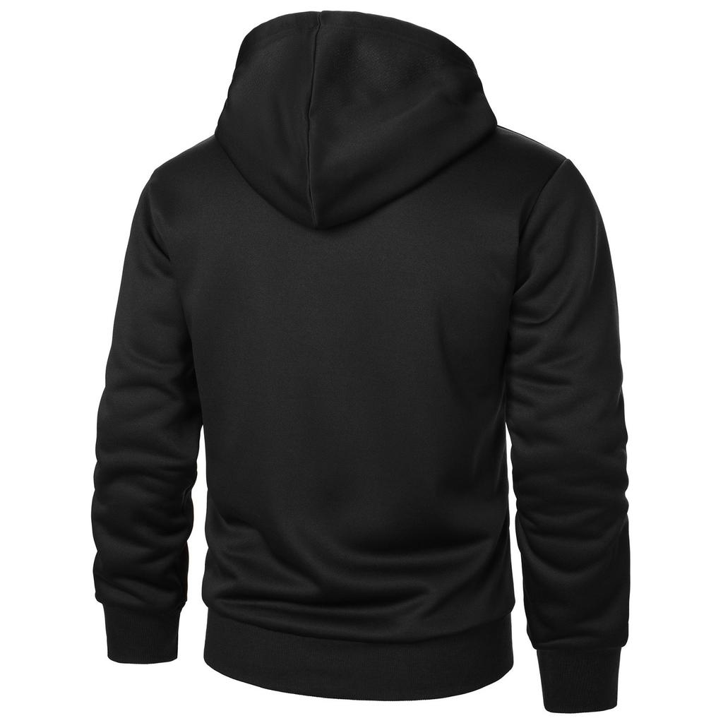 Herre Ensfarget Fleece Hettegenserjakke med Glidelås Herre Sport Stor Størrelse Casual Fleece Genserjakke