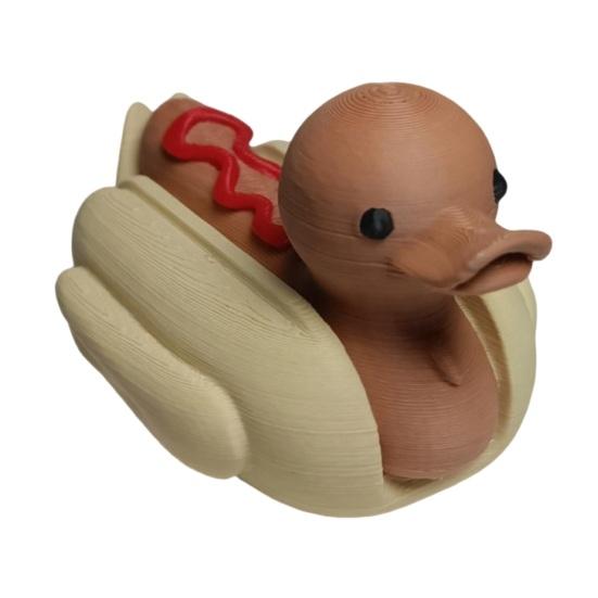 3D Printed Dog Duck Figurine Cute Food Animal Sculpture with Matte Finish