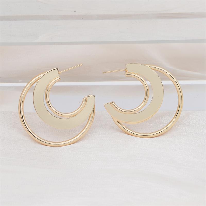 Exaggerate Big Wide C Shaped Gold Color Geometry Drop Earrings for Women Brincos Simple Party Jewelry