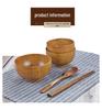 Handmade Japanese-Style Solid Wood Bowl Set for Family and Children - Large, Lacquered, Retro Design, Thickened for Rice and More