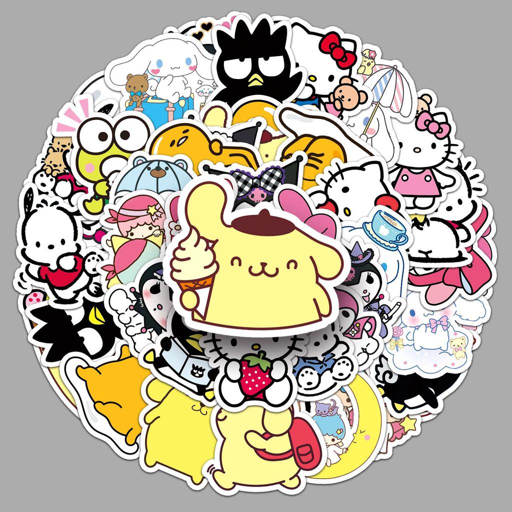 51 Sanrio Stickers: KT Cat, Pompompurin, Cinnamoroll - Waterproof Cartoon Decoration for Suitcases