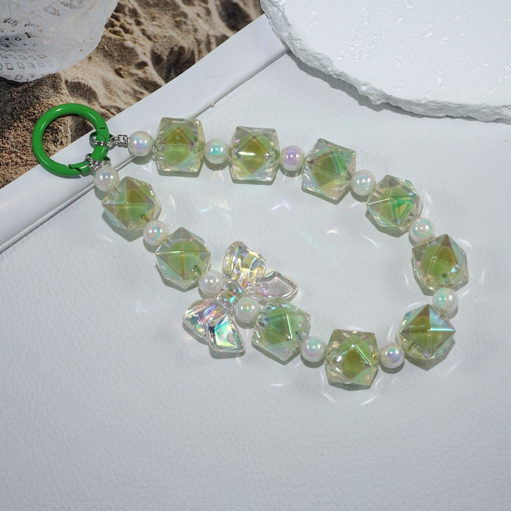 Mobile phone lanyard colorful crystal bead chain lanyard Rubik's Cube bow jewelry pendant mobile phone wrist bracelet
