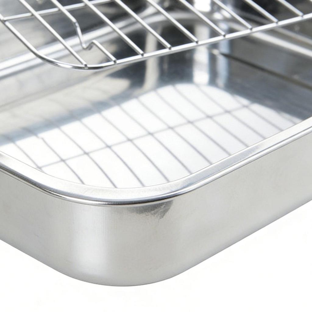 42cm Roasting Pan With Rack Stainless Steel Rectangular Baking Pan Cooking Utensils Chicken Roasting Tin Oven Baking Tray