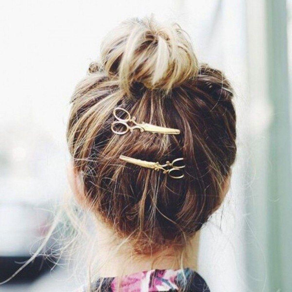 

Mno scissors-shaped pin gold hair pin point fashion pin silpin set point silpin metal silpin Silver