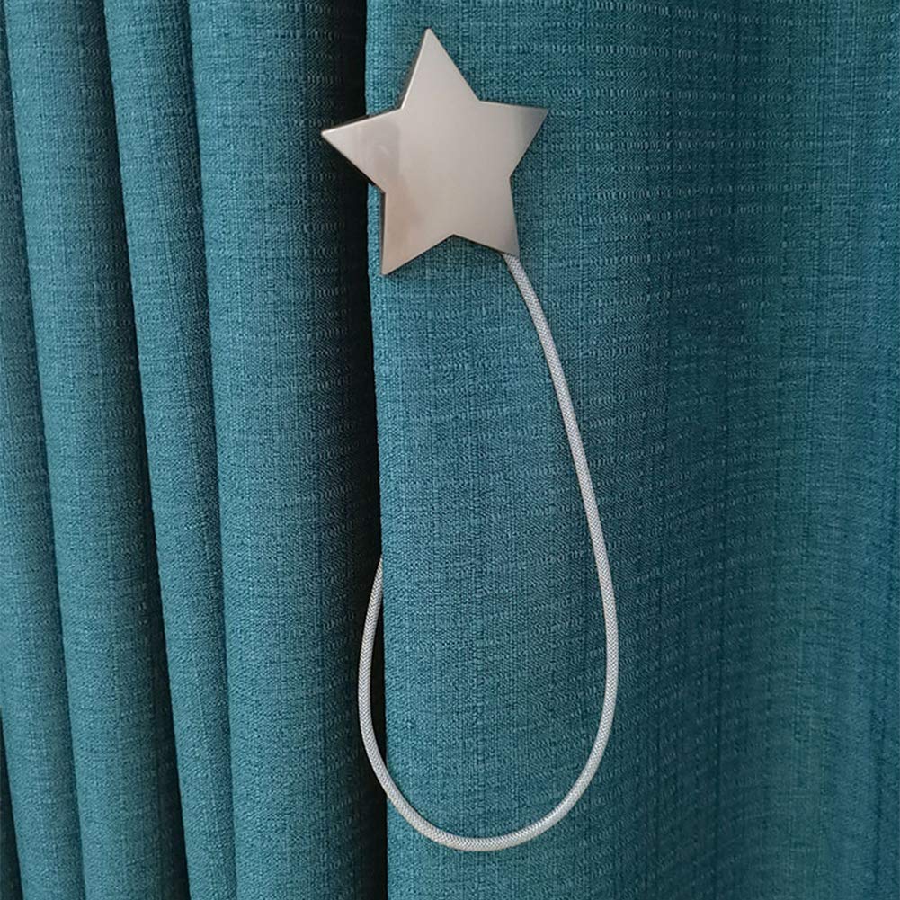 Sitengle Curtain Tassel Magnet Star Curtain Accessories Strong Magnet Curtain Clasp Curtain Clasp Present Popular 4 (Silver, Pieces)