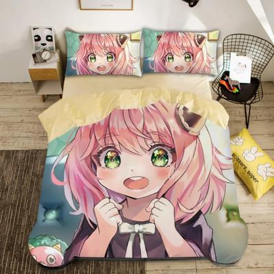 Funda Nórdica Linda de Anya de Spy x Family, Juego de Cama Anime Spy Family, Funda de Edredón Individual Twin Queen Size para Niños Niñas
