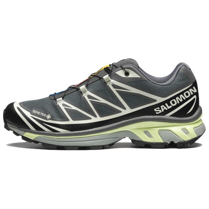 SALOMON XT 6 Waterproof Low Top Running Shoes Unisex Urban Gray Black Lime Cream Sneakers 475813