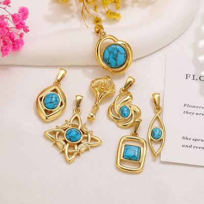 2Pcs DIY Stainless Steel Natural Stone Pendant for Necklace Earrings Pendant DIY Jewelry Making Accessories