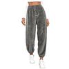Women's Fashionable Relaxed-Fit Trousers Sporty Fleece-Lined Solid-Colour Cuffed Trousers