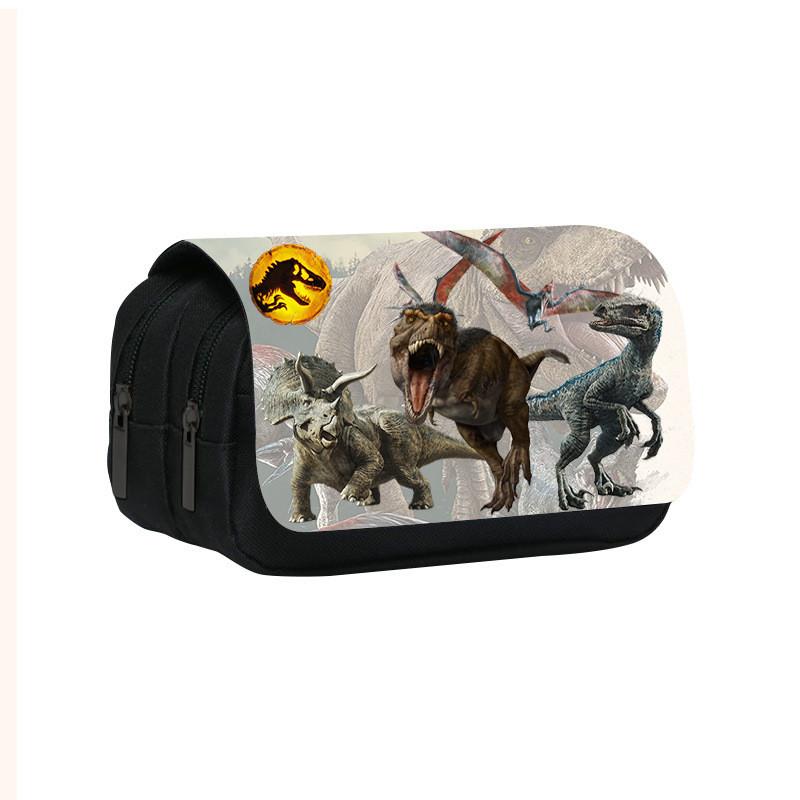Jurassic World Dinosaur Pattern Double Layer Stationery Storage Bag For Students And Office Use