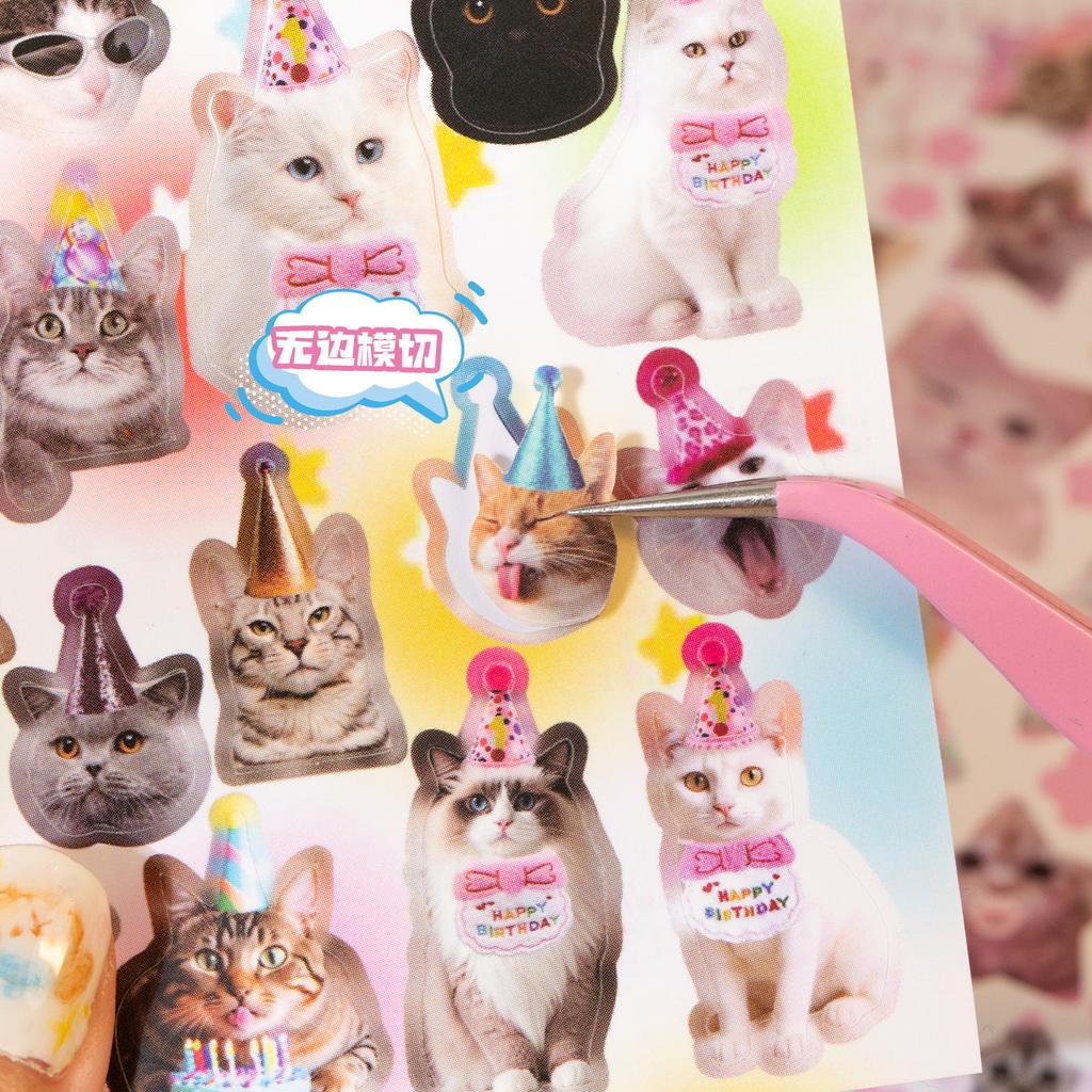 Cute PET Die Cut Stickers Book - 20/40 Sheets Cartoon Pet Theme Handmade Scrapbooking Material for Phone Stickers