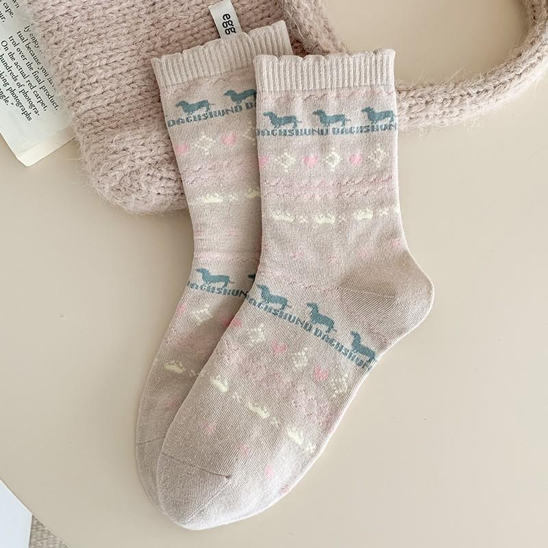 Socks Pure Cotton Tube Socks Spring And Autumn Versatile Internet Celebrity Pastoral Cotton Sweat-Absorbing Deodorant Tube Socks