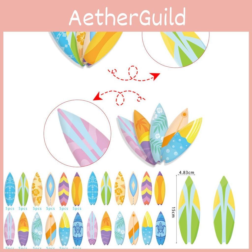 Shape Surfboard Decals Children Party With 60 Paper Stickers Decorate Festival