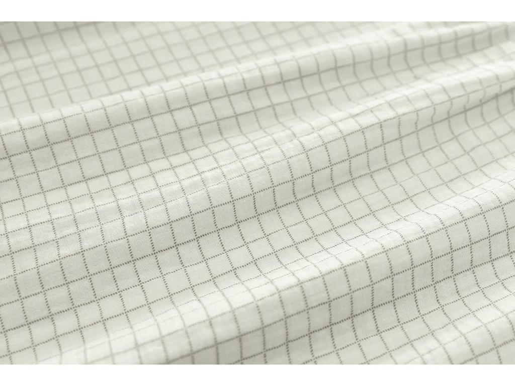 Reine Baumwolle V-Ausschnitt Kariert Damen Kurzarm Doppellagiges Mullhemd