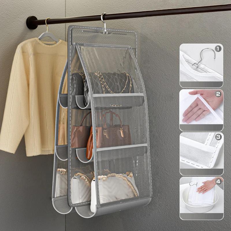 תיק יד תלייה תיק אחסון תיק תלייה לאחסון לא ארוג רב-שכבתי אחסון לארון תיק אחסון דו-צדדי עמיד בפני אבק