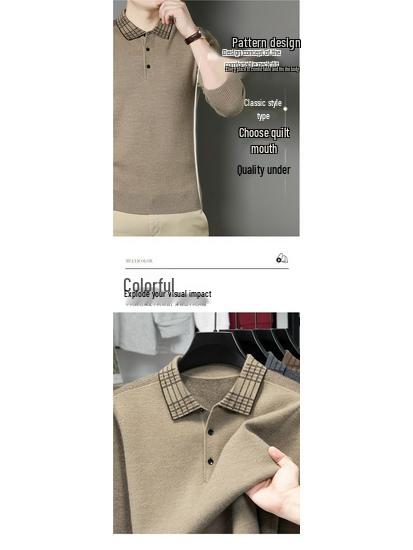 Men’s Lapel Thick Warm Knit Jacquard Polo Sweater - Autumn/Winter Collection