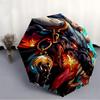 1pc Bull Flames Automatic Folding Umbrella - Design, Durable Iron Frame for Travel, Outdoor, Beach Fashion Accessory A0920031