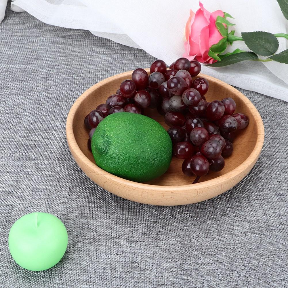 20cm Wooden Plate Round Natural Wood Serving Tray Tea Food Server Dishes Water Drink Platter