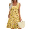 Summer Dresses For Women Beach Boho Sleeveless Printing Flowy Pocket Tshirt Tank Sundresses