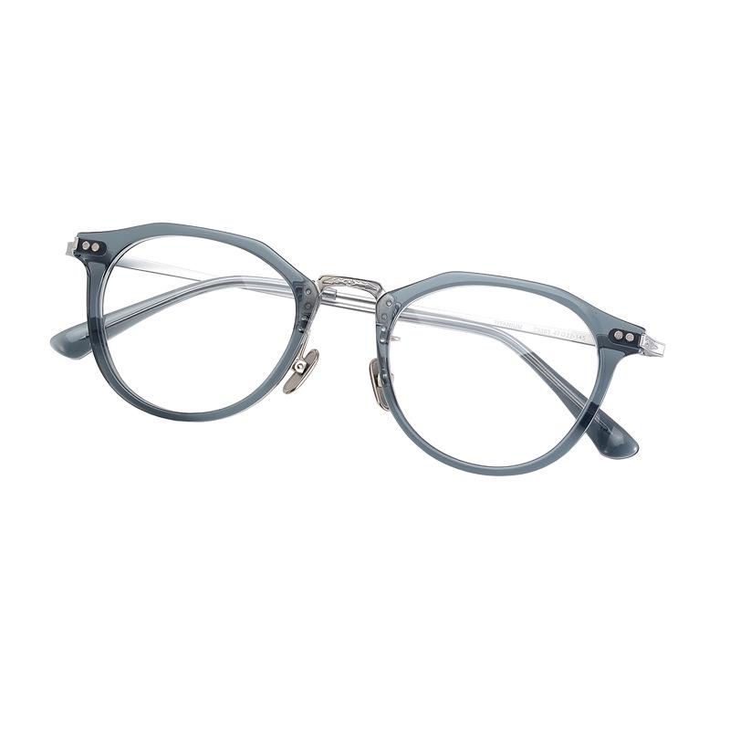 Unisex Retro Polygon Titanium Eyeglass Frame with Blue Light Blocking